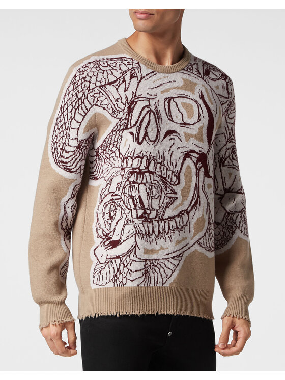 PHILIPP PLEIN PHILIPP PLEIN Longsleeve 2251 Beżowy Regular Fit