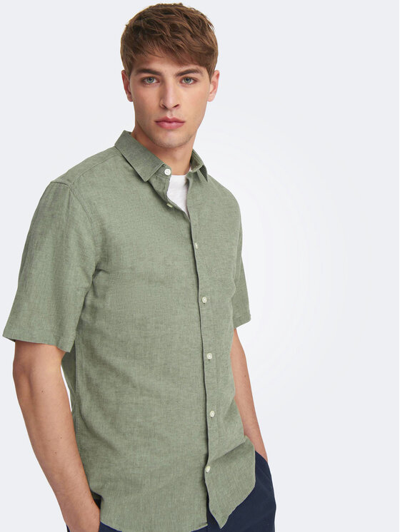 Only & Sons Only & Sons Särk Caiden 22009885 Roheline Slim Fit