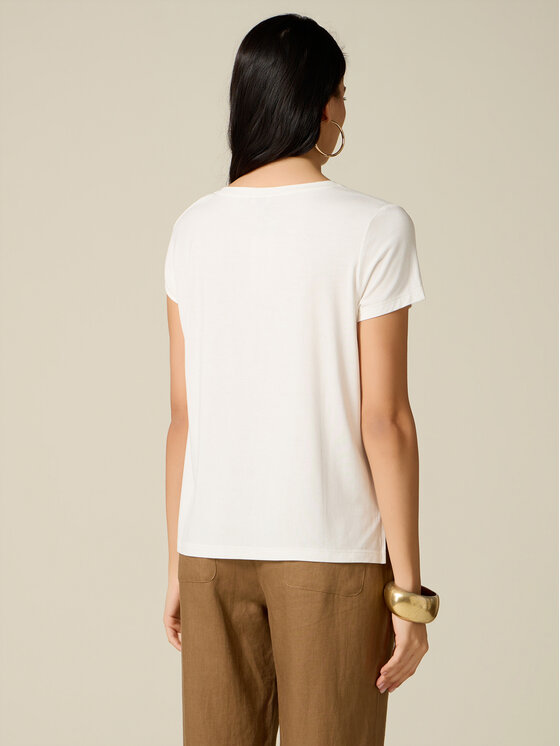 Oltre Oltre T-Shirt G046J004570N011 Biały Regular Fit