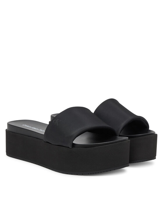 Calvin Klein Jeans Calvin Klein Jeans Şlapi Flatform Sandal Slide In Nylon YW0YW01791 Negru
