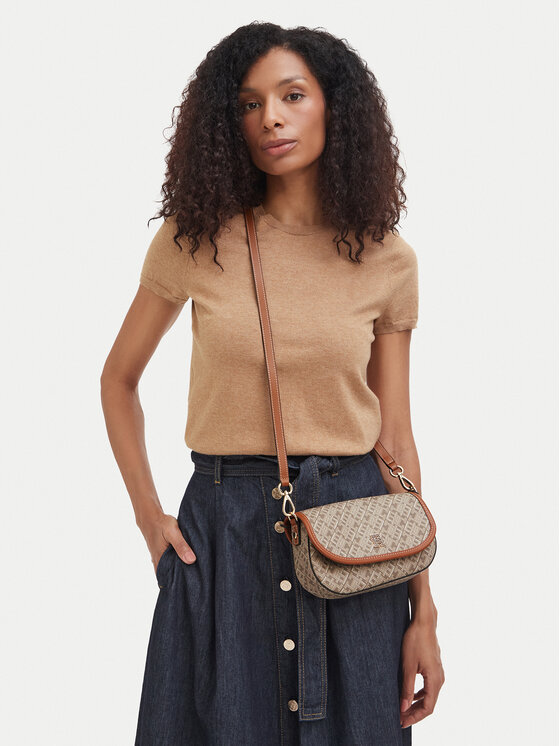 Tommy Hilfiger Дамска чанта Th Monoplay Saddle Bag AW0AW19172 Светлобежов