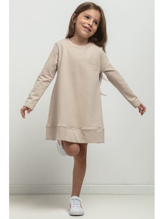 Tessita Tessita Sukienka dzianinowa SUKIENKA MMD36_3_116 Beżowy Basic Fit