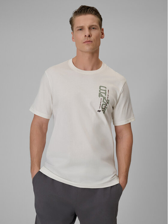 4F 4F T-Shirt BRAND CODE Kremowy Regular Fit