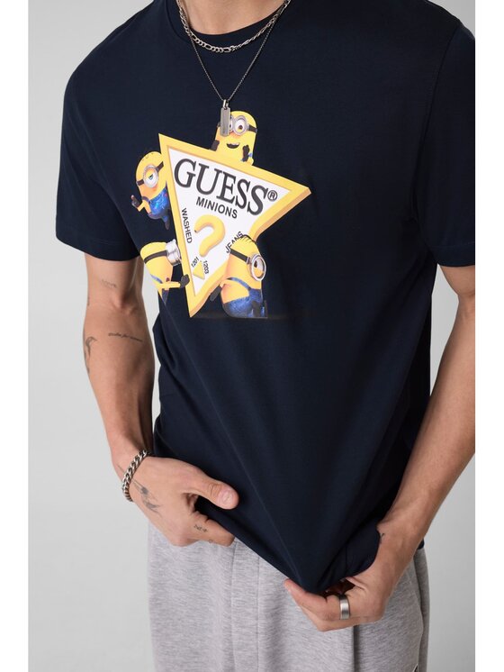 Guess Jeans Guess Jeans T-Shirt 183589 Modrá Classic Fit