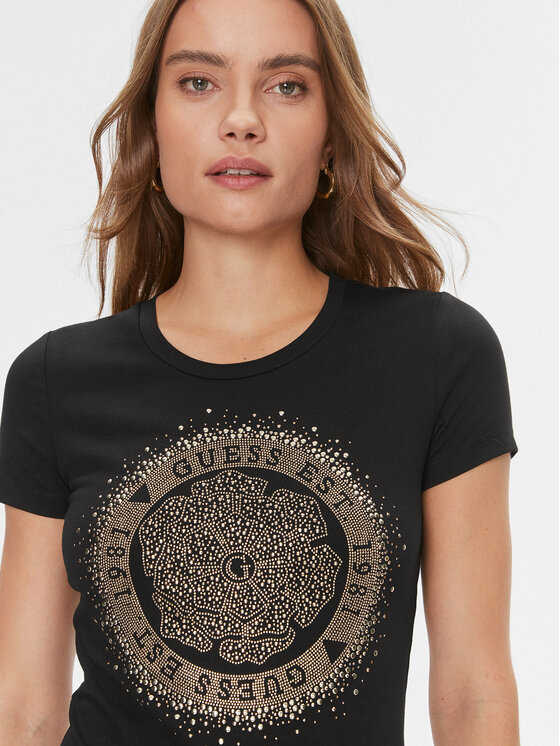 Guess Guess Tricou Camelia W4RI47 J1314 Negru Slim Fit