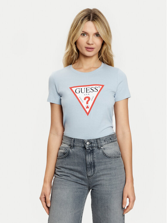 Guess T-krekls W1YI1B I3Z14 Zils Slim Fit