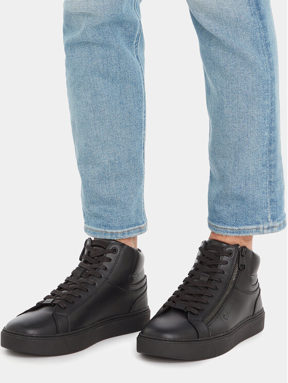 Calvin Klein Calvin Klein Snīkeri High Top Lace Up W/Zip Rubb HM0HM01269 Melns