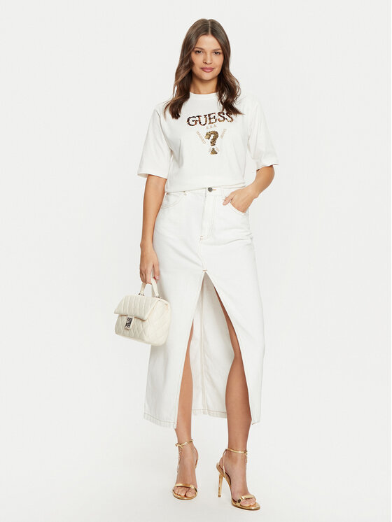Guess Guess T-krekls V4YI06 I3Z14 Écru Boxy Fit