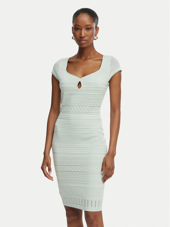 Guess Rochie tricotată W6GK21 Z0603 Verde deschis Regular Fit