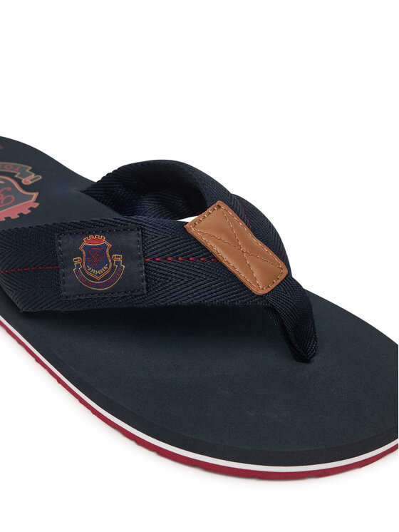 Tommy Hilfiger Tommy Hilfiger Zehentrenner Patch Hilfiger Beach Sandal FM0FM05804 Dunkelblau