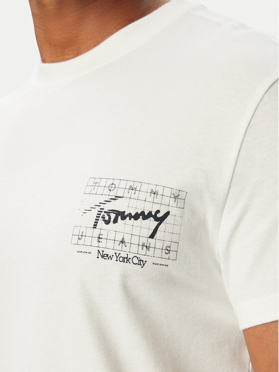 Tommy Jeans Tommy Jeans Тишърт Sign DM0DM23177 Кремав Regular Fit