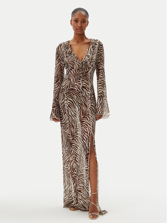 Haveone Haveone Rochie de seară AVS-N043 Maro Slim Fit