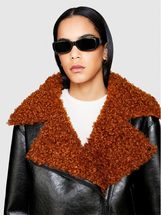 Sisley Sisley Ādas imitācijas jaka 2PMPLN036 Melns Oversize