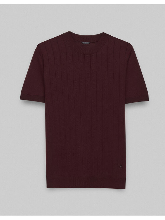 Borgio Borgio T-Shirt Telve Bordowy Slim Fit