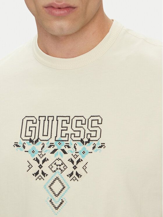 Guess Guess Póló M5GI11 K8FQ4 Bézs Regular Fit