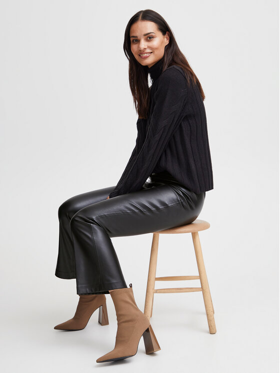 b.young b.young Pantaloni in similpelle 20812418 Nero Regular Fit