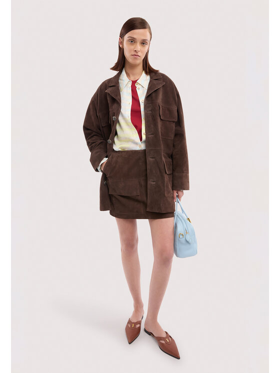 Trussardi Trussardi Spódnica skórzana 1309A000669N032 Brązowy A-Line Fit