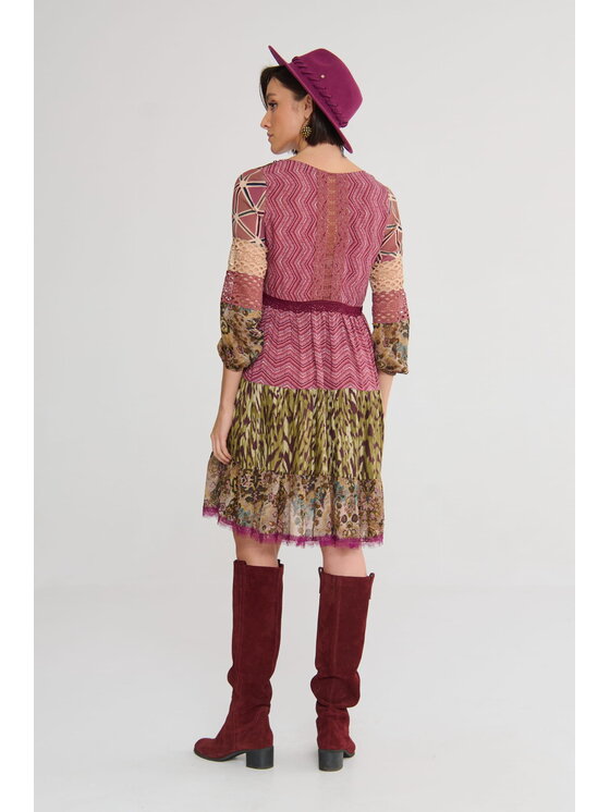 blue shadow blue shadow Sukienka Luxury BS Patchwork Kolorowy Standard Fit