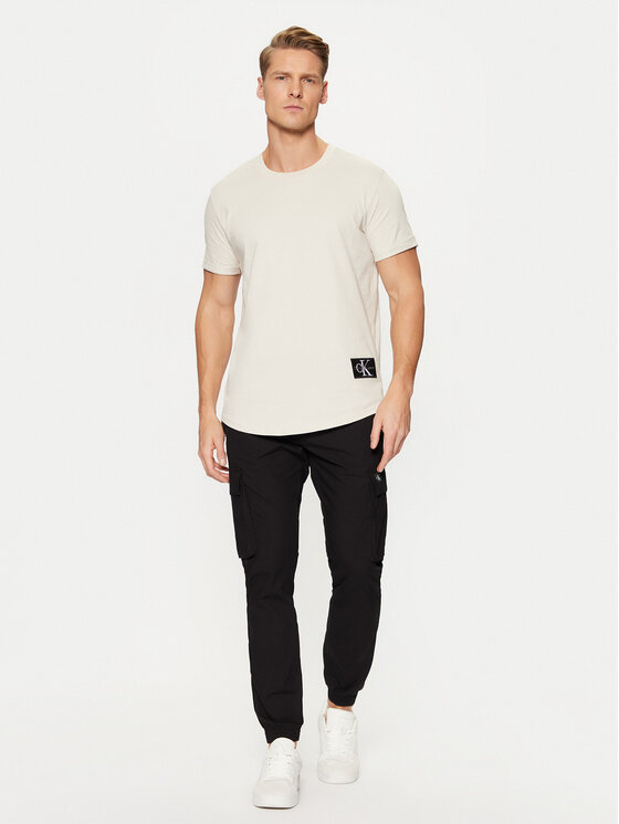 Calvin Klein Jeans Calvin Klein Jeans Marškinėliai Badge Turn Up Sleeve J30J323482 Écru Regular Fit
