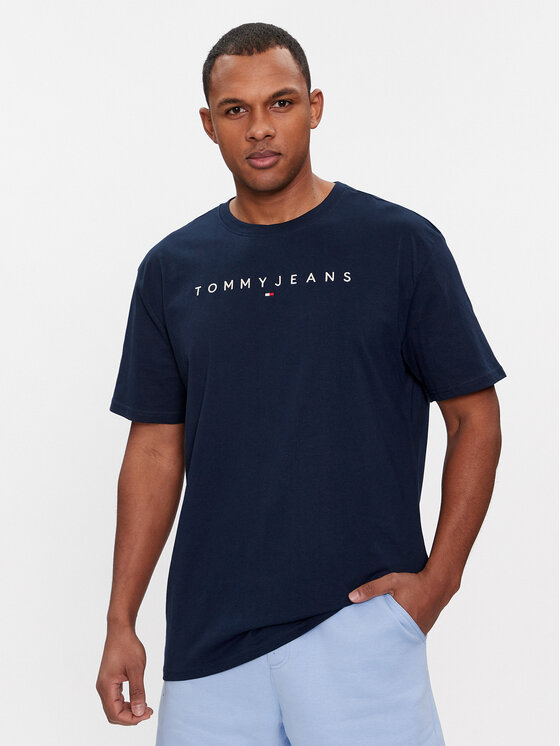 Tommy Jeans T-krekls Linear Logo DM0DM17993 Tumši zils Regular Fit