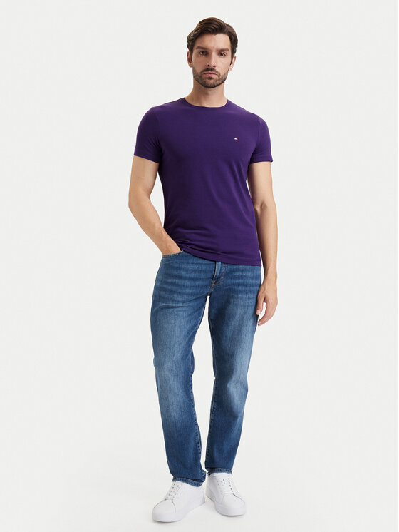 Tommy Hilfiger Tommy Hilfiger T-Shirt MW0MW10800 Fioletowy Slim Fit
