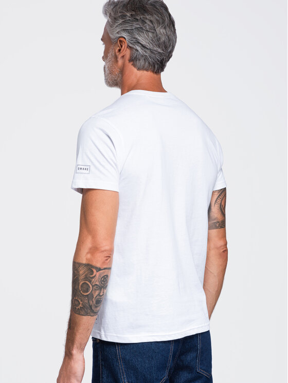Ombre Ombre T-Shirt OM-TSPT-0297 Bílá Regular Fit