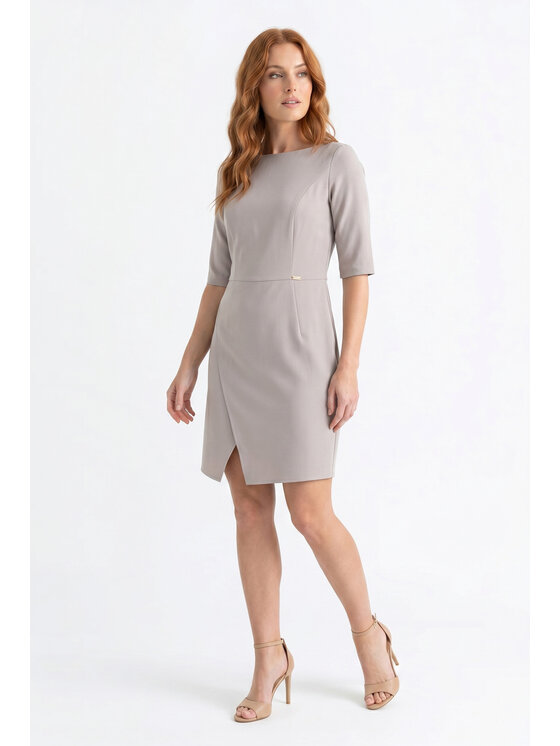 FIGL FIGL Sukienka koktajlowa M1372 Beżowy Fitted Fit