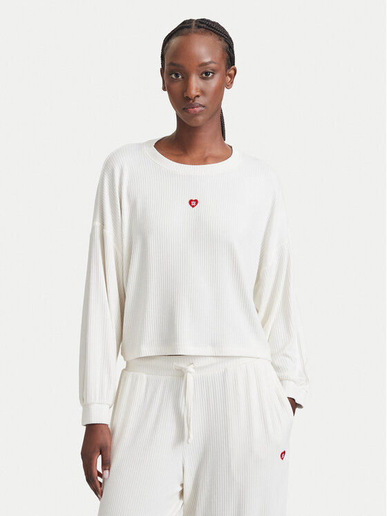 HUGO HUGO Pizsama felső Heart 50566668 Krém Relaxed Fit