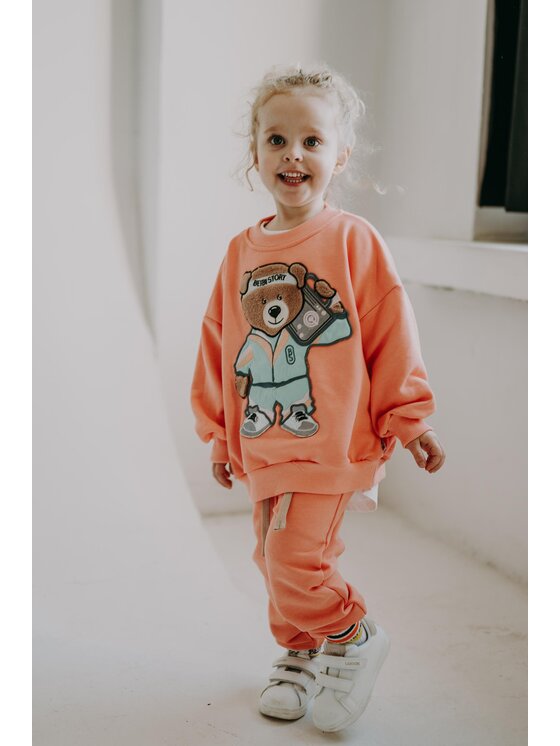 Bejbi Story Bejbi Story Bluza Bluza oversize Funky Teddy bez kaptura Pomarańczowy Oversize