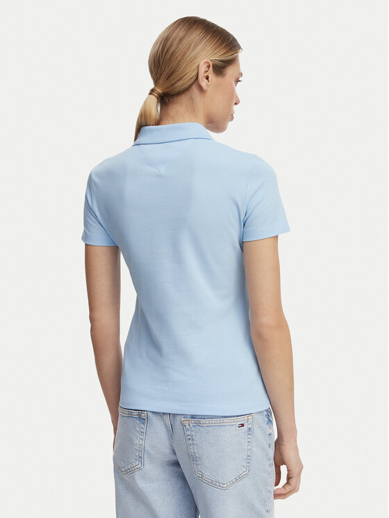 Tommy Jeans Tommy Jeans Тениска с яка и копчета Essential DW0DW20160 Светлосин Slim Fit