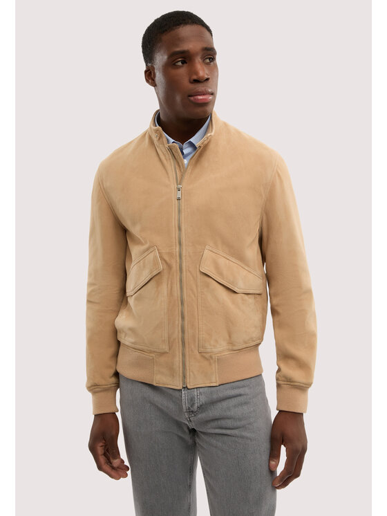 Trussardi Trussardi Kurtka skórzana R312M000046N012 Kremowy Regular Fit