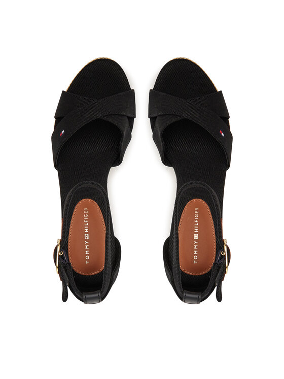 Tommy Hilfiger Tommy Hilfiger Sandale Flag High Wedge Espad Crisscross FW0FW08661 Crna