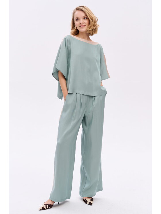 blue shadow blue shadow Spodnie damskie Kasjo Zielony Regular Fit