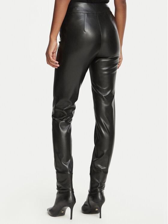 Guess Guess Spodnie z imitacji skóry New Prescilla Regular W4BB18 WGIK0 Czarny Slim Fit