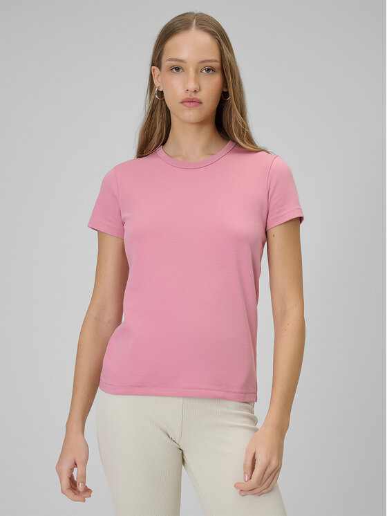 4F 4F T-Shirt BASIC+ Różowy jasny Slim Fit