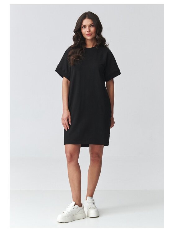 Makadamia Makadamia Sukienka codzienna M920 Czarny Loose Fit