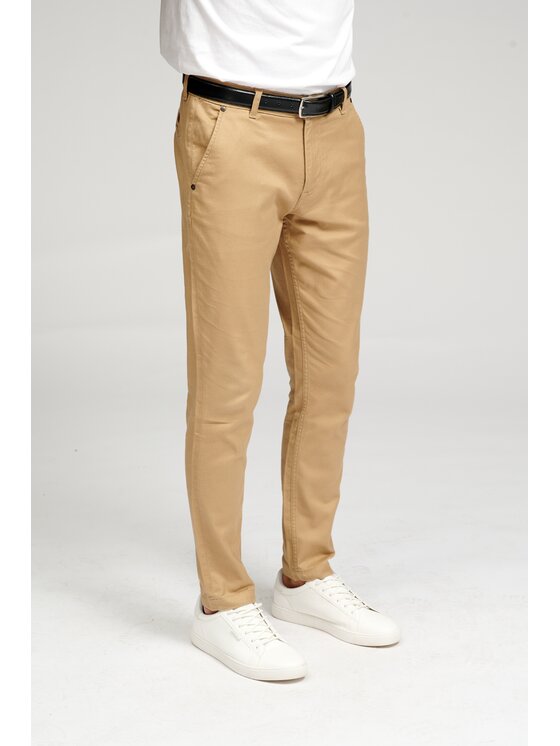 TeeShoppen TeeShoppen Chinosy 'Perform Collection' Beżowy Slim Fit
