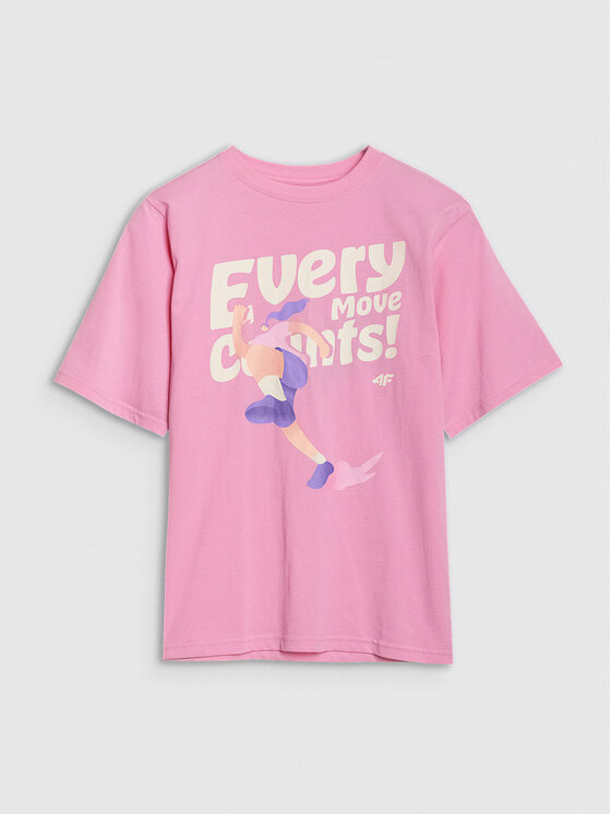 4F 4F T-Shirt 4FJASAW24TTSHF2592-54S Różowy Oversize