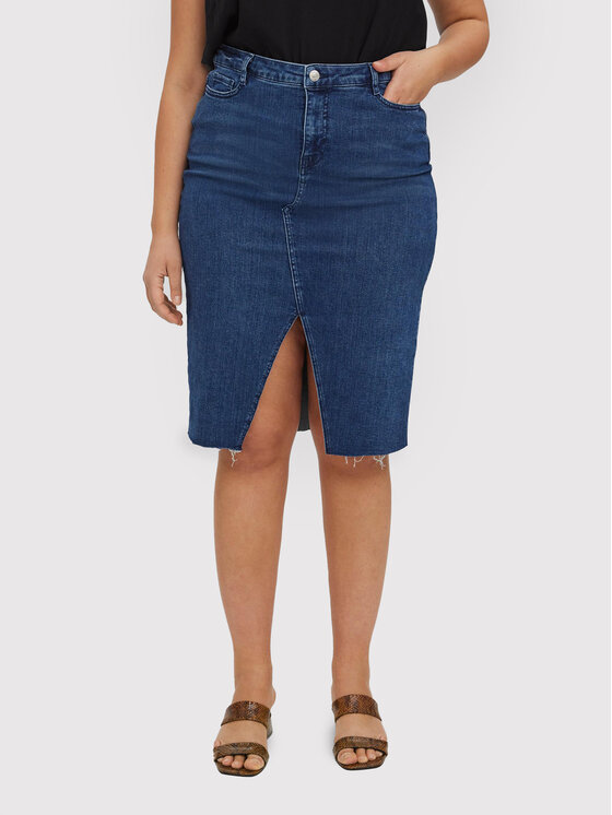 Vero Moda Curve Jeans krilo Mille 10265190 Modra Regular Fit