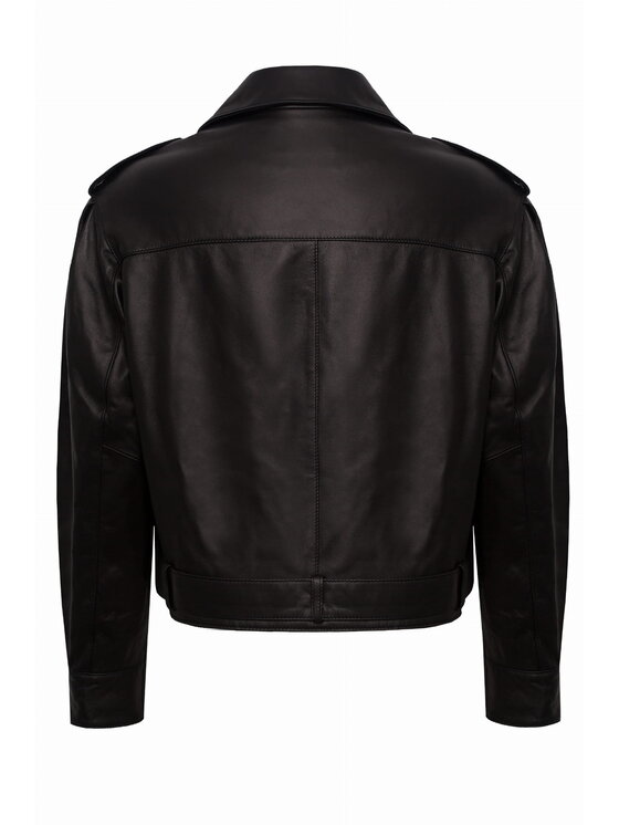 Magda Matyja Magda Matyja Kurtka skórzana MILEY LEATHER JACKET Czarny Oversize