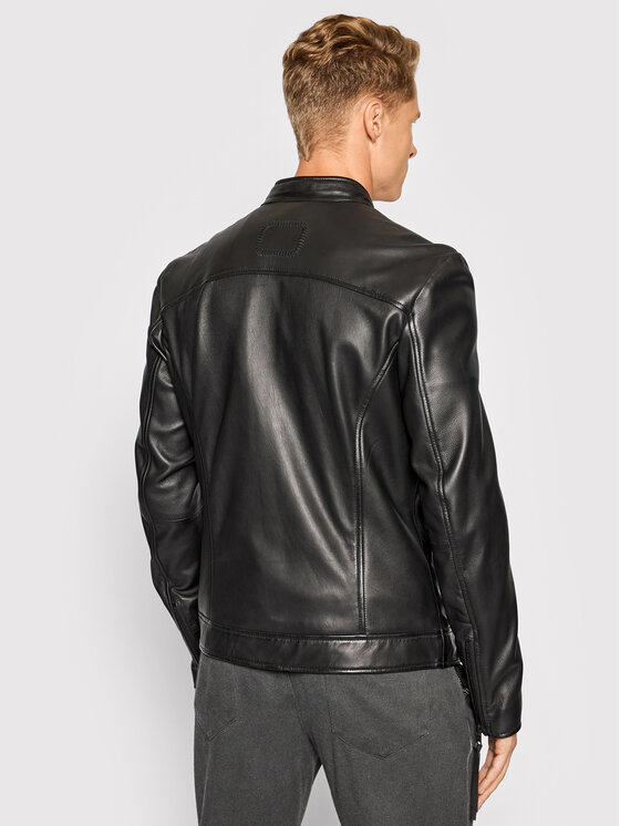Tigha Tigha Шкіряна куртка Dominik 106241 Чорний Regular Fit