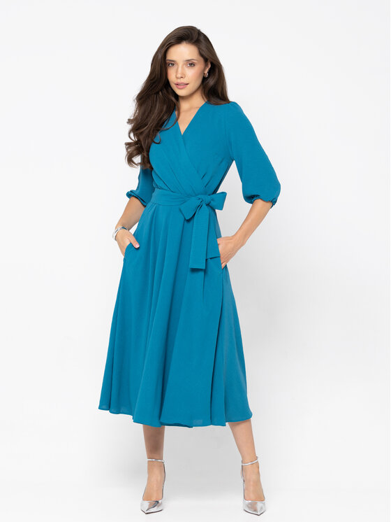LIDIA KALITA LIDIA KALITA Sukienka koktajlowa Ophélie Turkusowy Flare Fit
