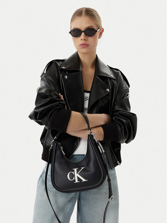 Calvin Klein Geantă Bold Ck Small Crescent LV04F3561G Negru