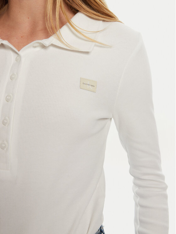 Calvin Klein Jeans Calvin Klein Jeans Тениска с яка и копчета J20J224457 Бял Slim Fit