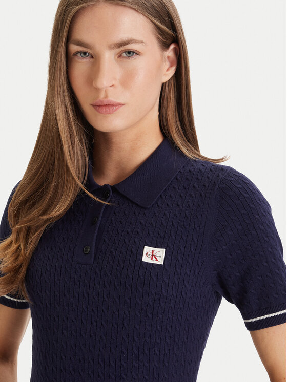 Calvin Klein Calvin Klein Každodenné šaty Microcable LV047F323G Tmavomodrá Slim Fit