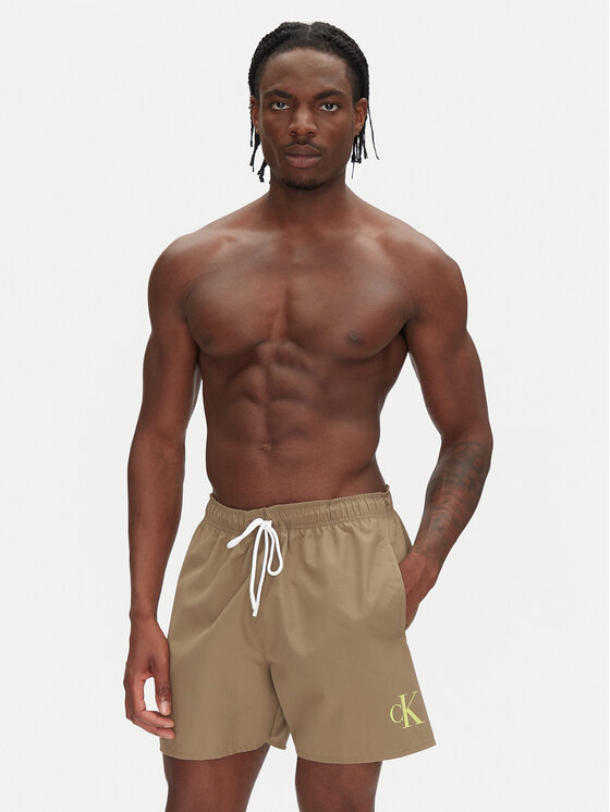 Calvin Klein Swimwear Calvin Klein Swimwear Úszónadrág KM0KM01101 Khaki Regular Fit