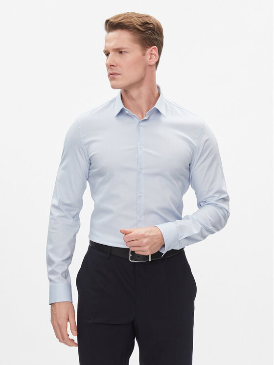 Calvin Klein Krekls K10K112301 Gaiši zils Slim Fit