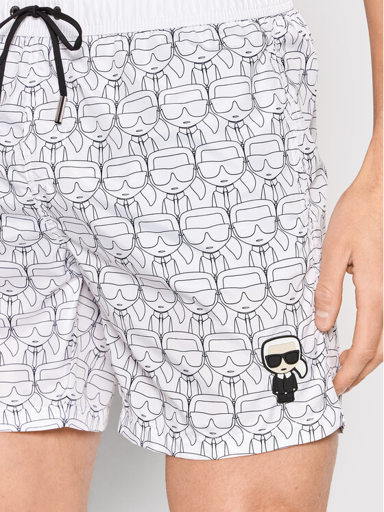 KARL LAGERFELD KARL LAGERFELD Szorty kąpielowe Ikonic All-Over KL22MBM10 Biały Regular Fit