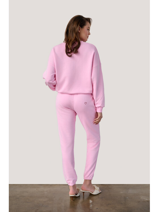 TRIPLES TRIPLES Spodnie dresowe Teddy Love Pink Różowy Straight Fit