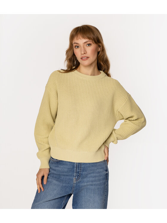 Lee Cooper Lee Cooper Sweter YANA Beżowy Regular Fit